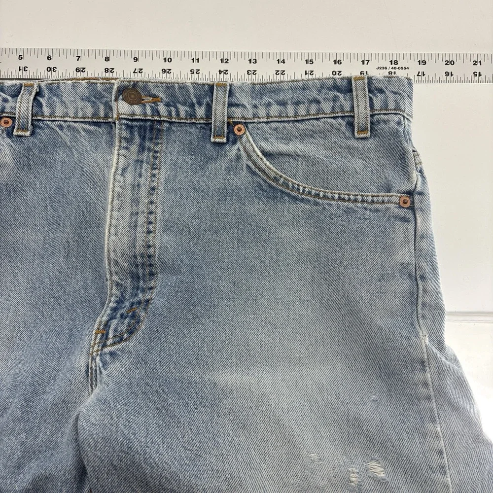Vintage 90s Levi's 505 Jeans Orange Tab Light Wash Made In USA Men 37X28